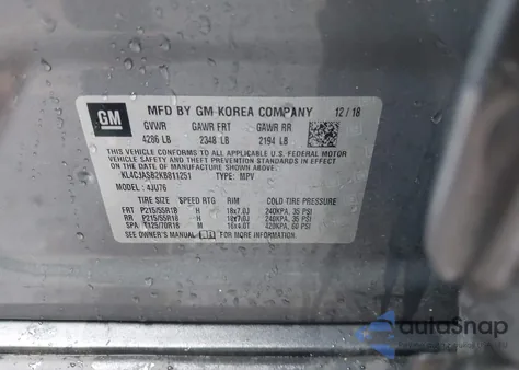 2019 Buick Encore Fwd Preferred z USA, uszkodzony, nr VIN KL4CJASB2KB811251